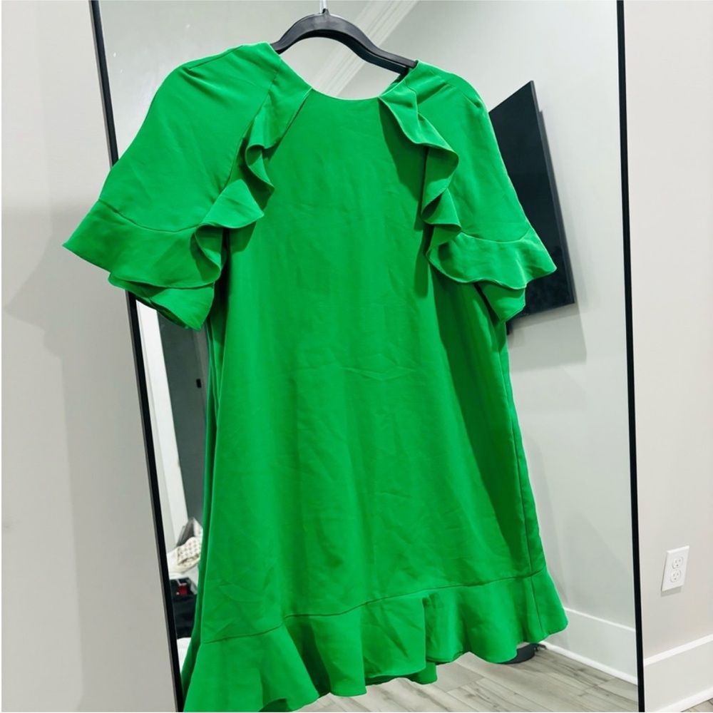 Zara Vibrant Green Button-Shoulder Blouse